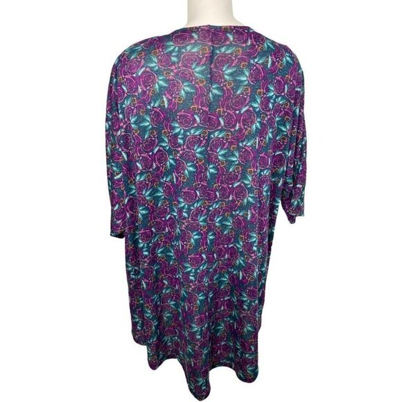 LuLaRoe Lindsay Purple Rose Open Front Cardigan Kimono Sz Small NEW‎ - Picture 4 of 6